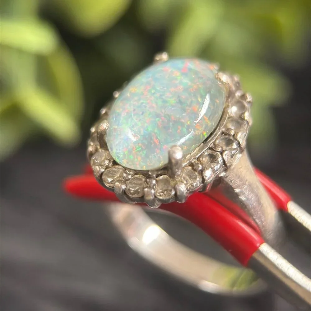 Silver‎ 925 Opal/Cz Ring